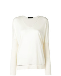 weißer Pullover mit einem V-Ausschnitt von Fabiana Filippi