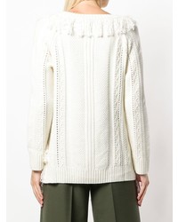 weißer Pullover mit einem V-Ausschnitt von Twin-Set