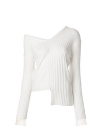 weißer Pullover mit einem V-Ausschnitt von Helmut Lang