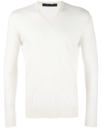 weißer Pullover mit einem V-Ausschnitt von Kiton