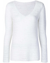 weißer Pullover mit einem V-Ausschnitt von Le Tricot Perugia
