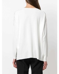 weißer Pullover mit einem V-Ausschnitt von Ermanno Ermanno