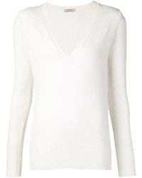 weißer Pullover mit einem V-Ausschnitt von Nina Ricci
