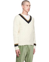 weißer Pullover mit einem V-Ausschnitt von Polo Ralph Lauren