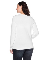 weißer Pullover mit einem V-Ausschnitt von SHEEGO BASIC