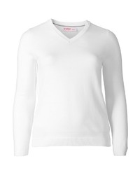 weißer Pullover mit einem V-Ausschnitt von SHEEGO BASIC