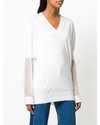 weißer Pullover mit einem V-Ausschnitt von Givenchy