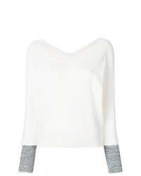 weißer Pullover mit einem V-Ausschnitt von Sport Max Code