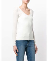 weißer Pullover mit einem V-Ausschnitt von N.Peal