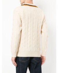 weißer Pullover mit einem V-Ausschnitt von Kent & Curwen