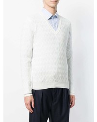weißer Pullover mit einem V-Ausschnitt von Gabriele Pasini