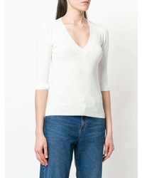 weißer Pullover mit einem V-Ausschnitt von L'Autre Chose