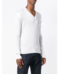 weißer Pullover mit einem V-Ausschnitt von Tom Ford