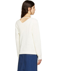 weißer Pullover mit einem V-Ausschnitt von MSGM