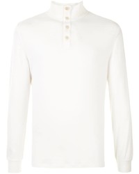 weißer Pullover mit einem zugeknöpften Kragen von Kent & Curwen