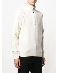 weißer Pullover mit einem zugeknöpften Kragen von CP Company