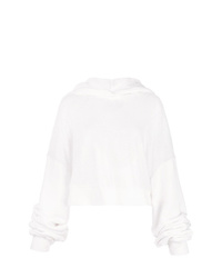 weißer Pullover mit einer Kapuze aus Netzstoff von Amiri