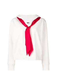 weißer Pullover mit einer Kapuze von MM6 MAISON MARGIELA