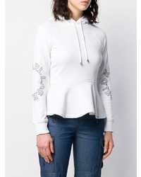 weißer Pullover mit einer Kapuze von Karl Lagerfeld
