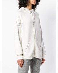 weißer Pullover mit einer Kapuze von Barrie