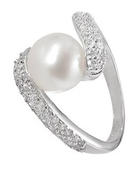 weißer Ring von Pearl & Silver