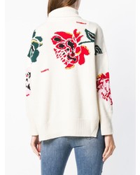 weißer Rollkragenpullover mit Blumenmuster von Ermanno Scervino