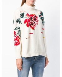 weißer Rollkragenpullover mit Blumenmuster von Ermanno Scervino