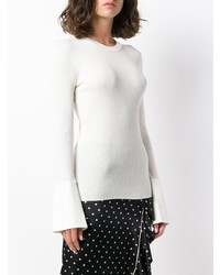 weißer Seide Pullover mit einem Rundhalsausschnitt von Proenza Schouler