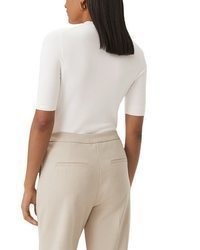 weißer Strick Kurzarmpullover von Comma