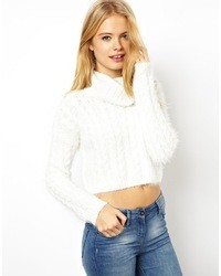 weißer Strick kurzer Pullover von Asos