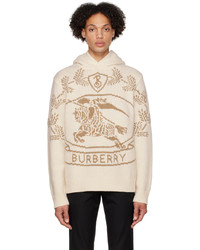 weißer Strick Pullover mit einem Kapuze von Burberry