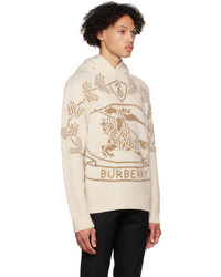 weißer Strick Pullover mit einem Kapuze von Burberry