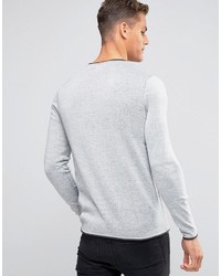 weißer Strick Pullover mit einem Rundhalsausschnitt von Selected