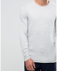 weißer Strick Pullover mit einem Rundhalsausschnitt von Selected