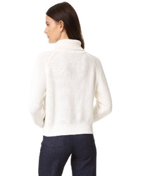 weißer Strick Rollkragenpullover