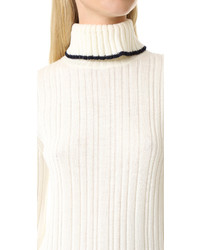 weißer Strick Wollrollkragenpullover von MSGM