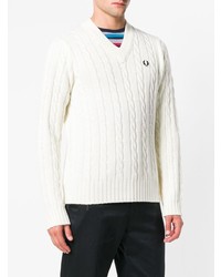 weißer Strickpullover von Fred Perry