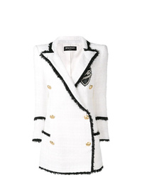 weißer Tweed Mantel von Balmain