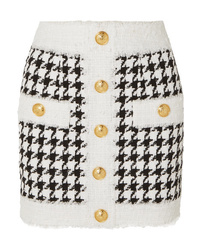 weißer Tweed Minirock mit Hahnentritt-Muster