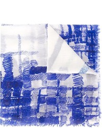 weißer und blauer bedruckter Schal von Chanel
