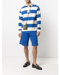 weißer und blauer horizontal gestreifter Polo Pullover von Gucci