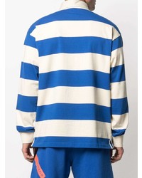 weißer und blauer horizontal gestreifter Polo Pullover von Gucci