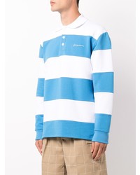 weißer und blauer horizontal gestreifter Polo Pullover von Jacquemus