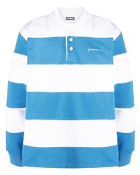 weißer und blauer horizontal gestreifter Polo Pullover von Jacquemus