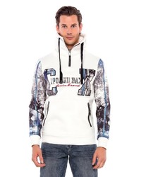 weißer und blauer Pullover mit einem Reißverschluss am Kragen von Cipo & Baxx