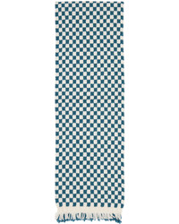 weißer und blauer Schal mit Karomuster von Bode