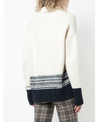 weißer und dunkelblauer horizontal gestreifter Oversize Pullover von Adam Lippes
