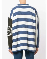 weißer und dunkelblauer horizontal gestreifter Oversize Pullover von Mr & Mrs Italy
