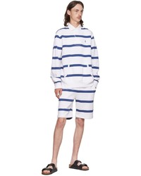 weißer und dunkelblauer horizontal gestreifter Polo Pullover von Polo Ralph Lauren
