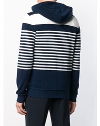 weißer und dunkelblauer horizontal gestreifter Pullover mit einem Kapuze von Orlebar Brown